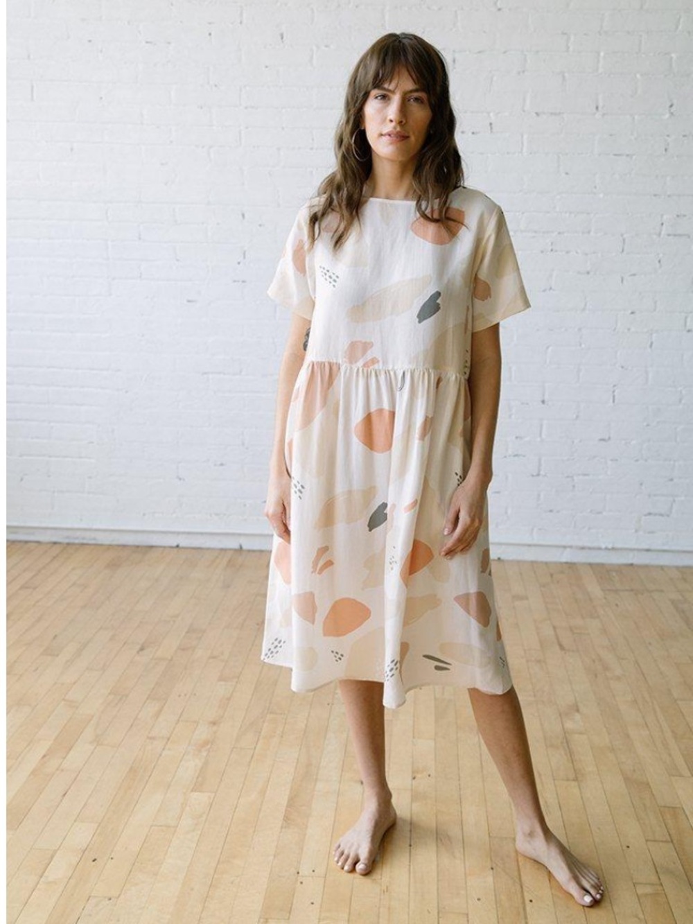 Tradlands Nico Dress Caroline Print Size 2XL Linen Blend Midi Length Pockets